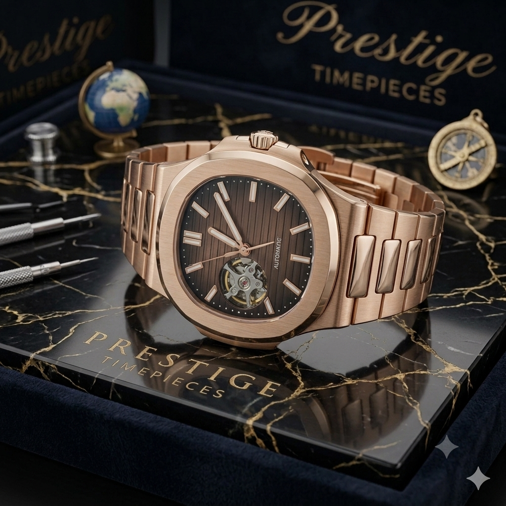 PRESTIGE - NAUTIC ROSE GOLD OPEN HEART BROWN